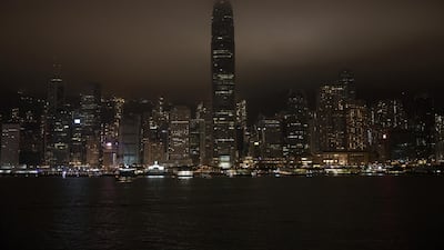 Commercial buildings switch off their lights in the Central district on Hong Kong Island during Earth Hour. EPA