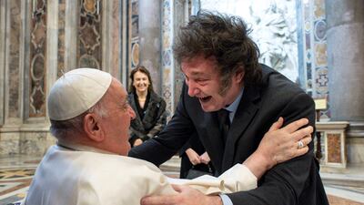 Argentina's President Javier Milei meets Pope Francis at the Vatican. Reuters