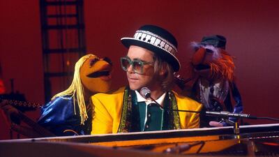 Elton John on an episode of 'The Muppet Show' in 1977. Rex Features