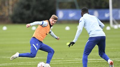 Timo Werner of Chelsea during a training session at Chelsea. Getty