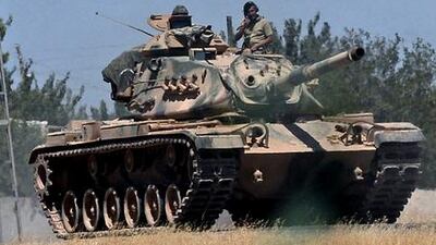 A Turkish tank near the border with Syria, from which ISIL has been completely routed in Turkey-back operations that began last month. Ismail Coskun / IHA via AP / September 2, 2016