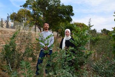 Jordanian architect Deema Assaf, right, and Japanese forester Nochi Motoharu