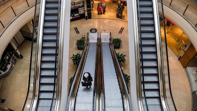 An almost deserted shopping centre in Dresden, eastern Germany. Eurozone GDP fell 0.6% in the final three months of 2020. AFP