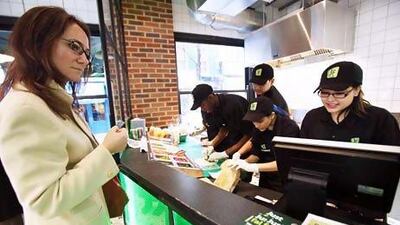 Just Falafel's outlet in Covent Garden, one of about 200 outlets the brand aims to open in the United Kingdom. Stephen Lock for The National