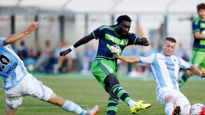 Bafetimbi Gomis scores for Swansea City against 1860 Munich on Saturday in a pre-season friendly in Germany. Michaela Rehle / Action Images / Reuters / July 18, 2015