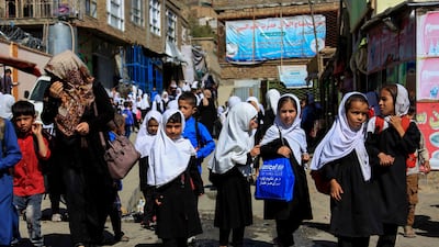 Girls leave their school in Kabul in September 2022. The UN says Taliban rules governing women and girls are a last straw for its presence in Afghanistan EPA