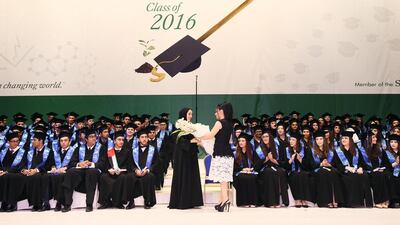 Shamma Al Mazrui, Minister of State for Youth Affairs, at the International School of Choueifat graduation ceremony.