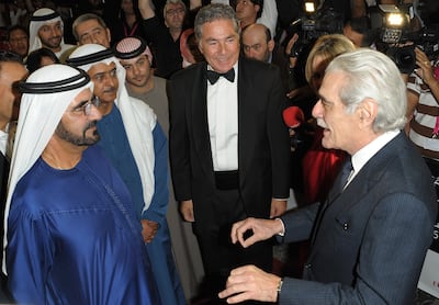 Sheikh Mohammed bin Rashid, Vice President and Ruler of Dubai, with actor Omar Sharif on the closing night of Diff in 2009. Getty Images