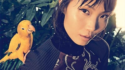 IN FINE FEATHER: Shirt, Dh2,225, DKNY. Dress, Dh2,667, Taller Marmo