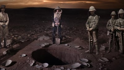 Larissa Sansour. In the Future They Ate From the Finest Porcelain. 2014. Video still 4. Courtesy Lawrie Shabibi and Larissa Sansour