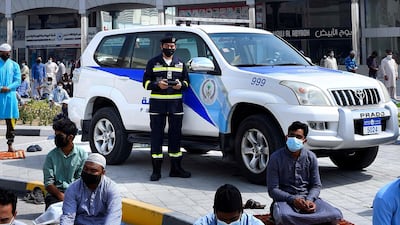 Police in Sharjah use drones to help spread the message about keeping safe during the pandemic. Courtesy: Sharjah Police