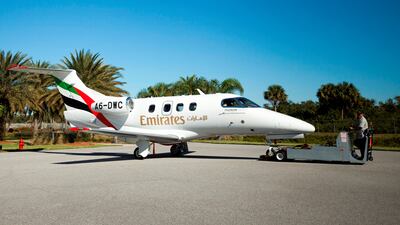 The Emirates Flight Training Academy welcomes its first Embraer Phenom 100EV aircraft. Courtesy Emirates