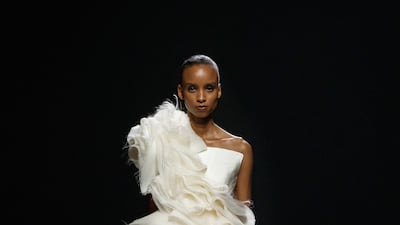 Soft folds float on a translucent dress at Ashi Studio. Photo: Ashi Studio