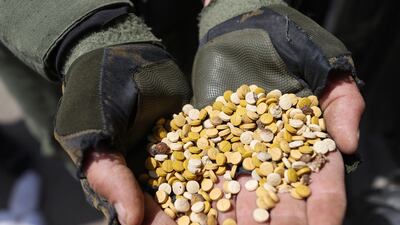 Captagon tablets seized in Syria in 2022 by fighters from the Hayat Tahrir Al Sham rebel group. AFP