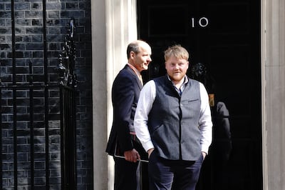 Farming contractor Kaleb Cooper arrives at 10 Downing Street for the summit. PA
