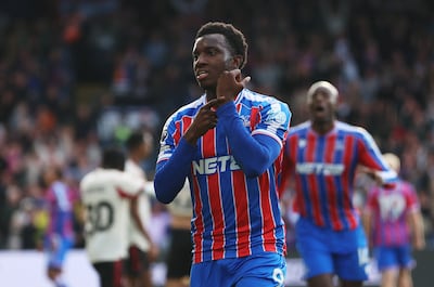 Eddie Nketiah of Crystal Palace celebrates scoring his team's second goal against Liverpool at Selhurst Park. Getty Images