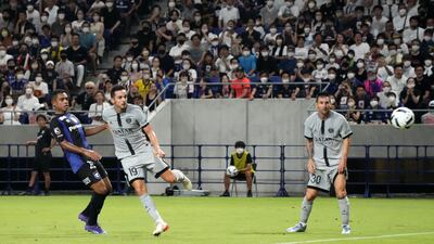Pablo Sarabia of Paris Saint-Germain scores his side's first goal. Getty
