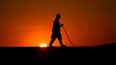 An Afghan shepherd is silhouetted during sunset on the outskirts of Mazar-i-Sharif. AFP