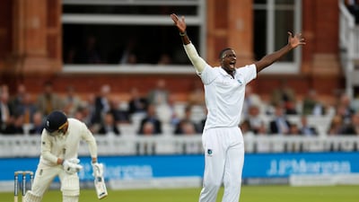 West Indies captain Jason Holder celebrates the wicket of England's Tom Westley. / Andrew Boyers / Action Images via Reuters