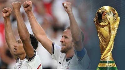 England midfielder Jude Bellingham, left, with striker Harry Kane, who are set to face Argentina in the semi-finals. AFP