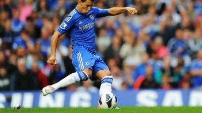 Eden Hazard scores Chelsea's first goal from the penalty spot.