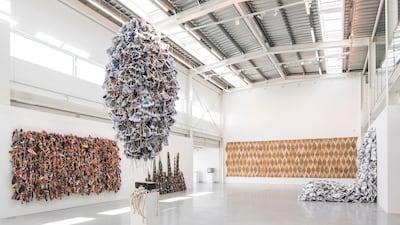 Sharjah Art Foundation's major retrospective on Hassan Sharif titled I Am the Single Work Artist. Held from 2017-2018, the exhibition charted the Emirati artist's career from 1973 to 2016, and displayed 400 of his 3,500 works. Courtesy Sharjah Art Foundation