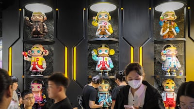 Models of Pop Mart's character Molly on display at one of the company's stores in Beijing, China. The toymaker's latest mini Labubus sold out almost instantly as the craze for the rabbit-eared dolls continues. Bloomberg