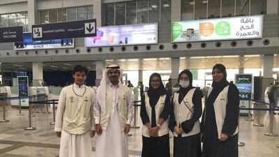 Volunteers prepare to welcome pilgrims to the Hajj Terminal in King Abdulaziz International Airport in Jeddah, Saudi Arabia. Balquees Basalom / The National