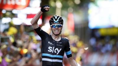 British rider Chris Froome of Team Sky celebrates after winning Stage 8 of the 103rd Tour de France cycling race over 184km between Pau and Bagneres-de-Luchon, France, 09 July 2016. Kim Ludbrook / EPA