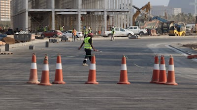 Work is going on at the Jeddah Street Circuit two month before the Saudi Arabian Grand Prix. AFP