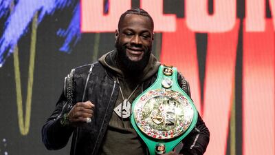Deontay Wilder shows off his WBC belt. EPA