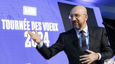 Charles Michel delivers a speech in Louvain-la-Neuve. AFP