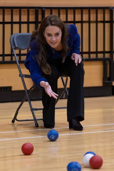 Catherine, Princess of Wales plays boccia. Getty