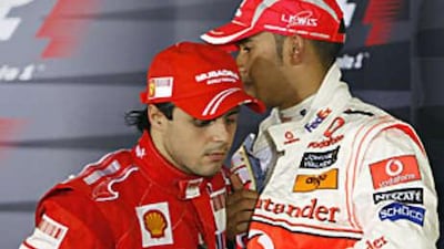 Lewis Hamilton, right, holds a seven point lead over Felipe Massa going into the Brazilian GP. The McLaren driver squandered an identical lead last year when losing out to Kimi Raikkonen.