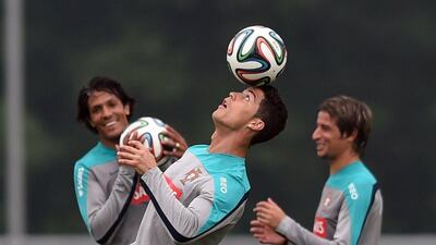 Portugal's Cristiano Ronaldo during training on Monday in New Jersey. Timothy A Clary / AFP / June 9, 2014