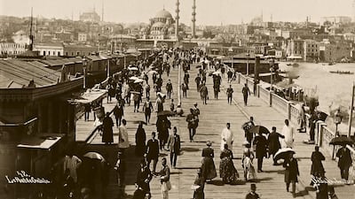 Galata Bridge in Istanbul, 1890. Courtesy Middle East and Armenian Photo Archive