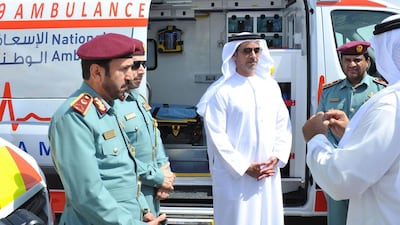 Under the directives of the UAE President, Sheikh Saif bin Zayed, Deputy Prime Minister and Minister of Interior, launches the National Ambulance Project on February 24, 2014. Wam