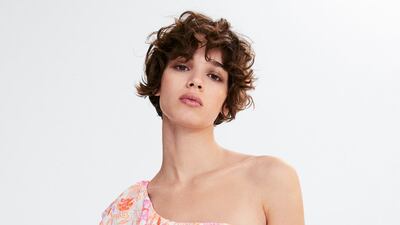 Ruffled one-shoulder swimsuit, Dh299, H&M. Photo: H&M