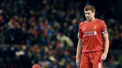 Steven Gerrard has played in all 15 of Liverpool's Premier League games this season, scoring three times. Paul Ellis / AFP