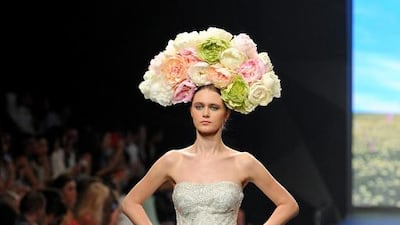 A model walks the runway at the Rami Kadi show during Fashion Forward in Dubai. Stuart C. Wilson / Getty Images for Fashion Forward