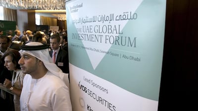 Guests engage in a discusson before start of the 6th Annual Global UAE Investment Forum. Silvia Razgova / The National