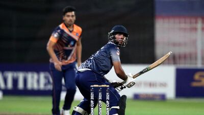 Pacific Group's Lovepreet bats in the Sharjah Ramadan Cup game