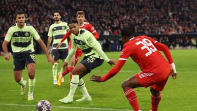 Mathys Tel of Bayern Munich scores a goal which was later disallowed for offside. Getty