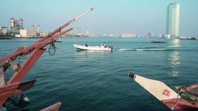 Fisherman along the old Dhow building yard area in Ras Al Khaimah City. Courtesy of Antonie Robertson/The National