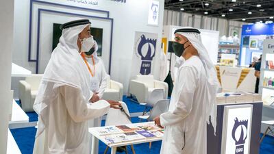 Sheikh Khalid also stopped at the Emirates Writers Union stand.