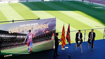 Sergio Aguero's press conference at Camp Nou as he announces his retirement from football. Reuters