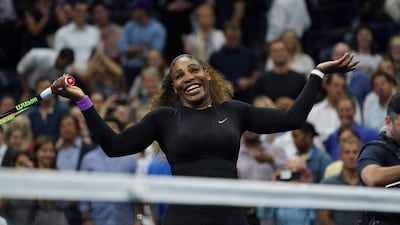 Serena Williams celebrates her victory over Elina Svitolina in the US Open semi-final at Flushing Meadows on Thursday. AFP
