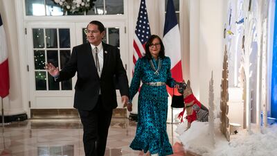 Jonathan Nez, president of Navajo Nation, and Phefelia Nez arrive. EPA