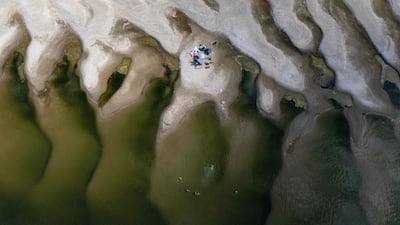 A sandbar uncovered by falling water levels in the Danube River near Ilok, Croatia. AFP