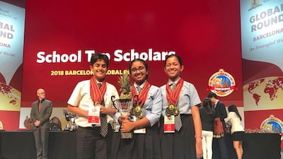 Ishaan Singh, Vishnumaya Deepakchandran and Anwesha Mukherjee from Gems Modern Academy. Courtesy: Gems Education